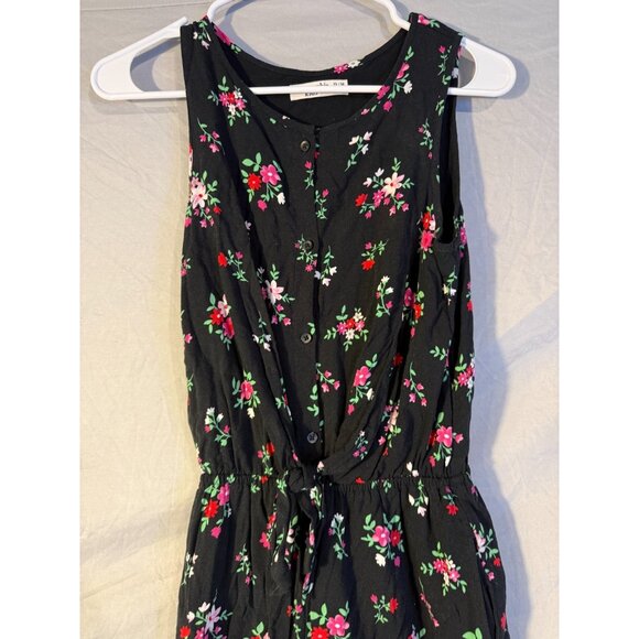 Abercrombie Kids Girls Floral Jumpsuit Overalls Size 13/14 XL Navy - Picture 2 of 4